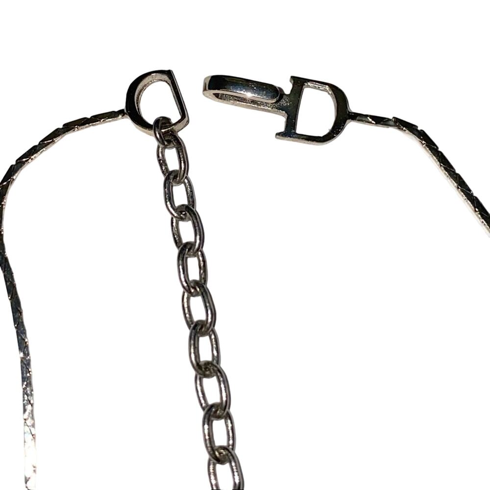 VTG Galliano Christian Dior Silver Metal Lapis Lazuli Flower Ring & Necklace Set - Picture 12 of 14